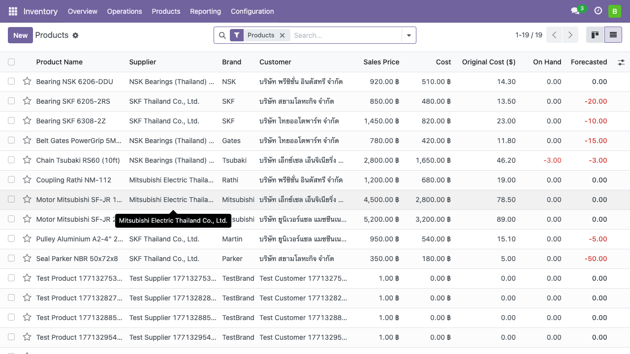 หน้ารายการสินค้า